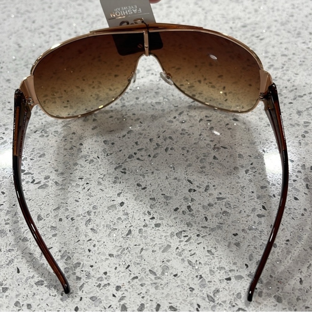 NWT DG SUNGLASSES AVIATOR WRAP ROSE GOLD FRAME SOFT BROWN GRADIENT LENSE WOMENS - Picture 4 of 9